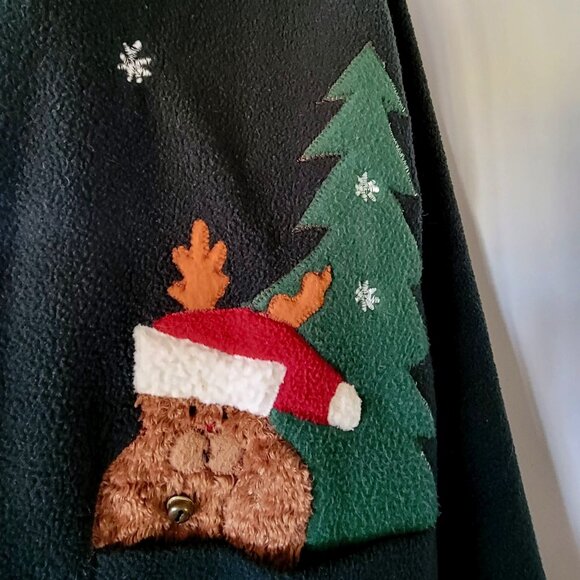 VTG Take Two Clothing Co. Christmas Fleece Jacket W/ Santa & Reindeer Applique - Picture 8 of 16